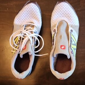 New Balance White and Gray Sneakers with Yellow Highlights